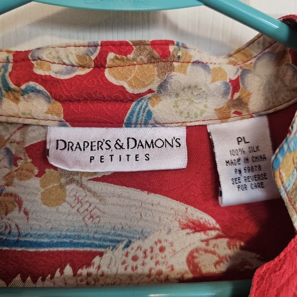 Vintage Silk Ornate Crane Button Down Blouse - Picture 3 of 6